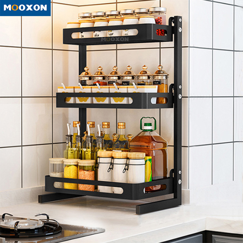 3 Tier Home Metal Storage Rack Holder Cans Container Spice Kitchen Organizer