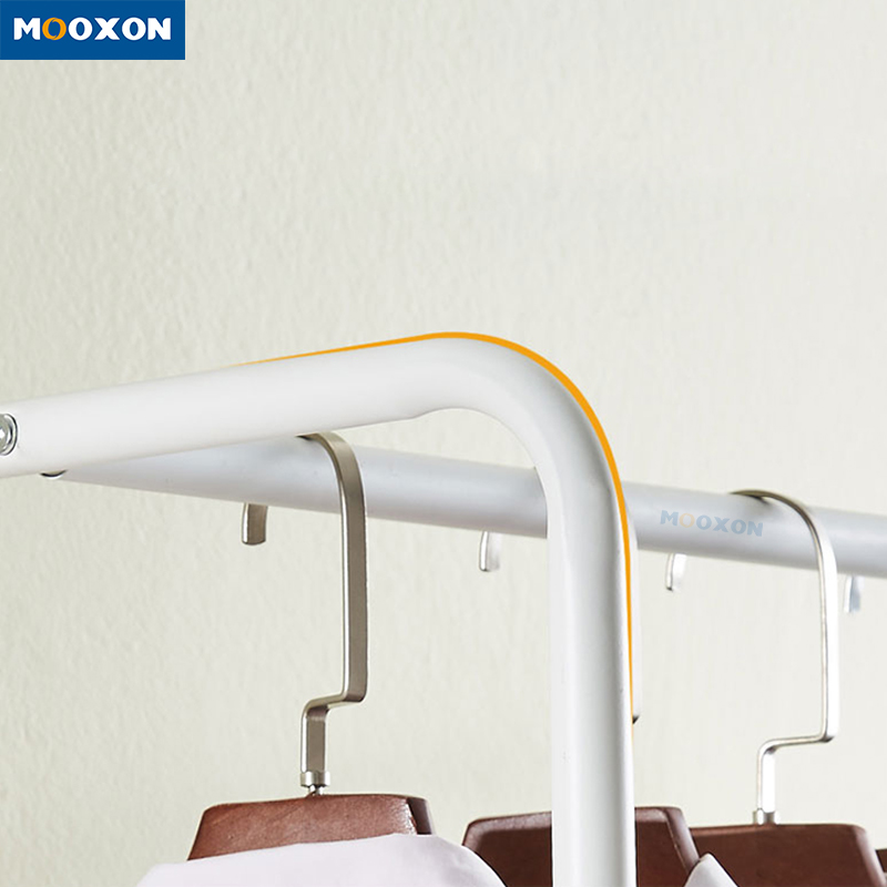 Metal Frame Bedroom Furniture Freestanding White Clothes Coat Hanging Shelf Wardrobe Closet