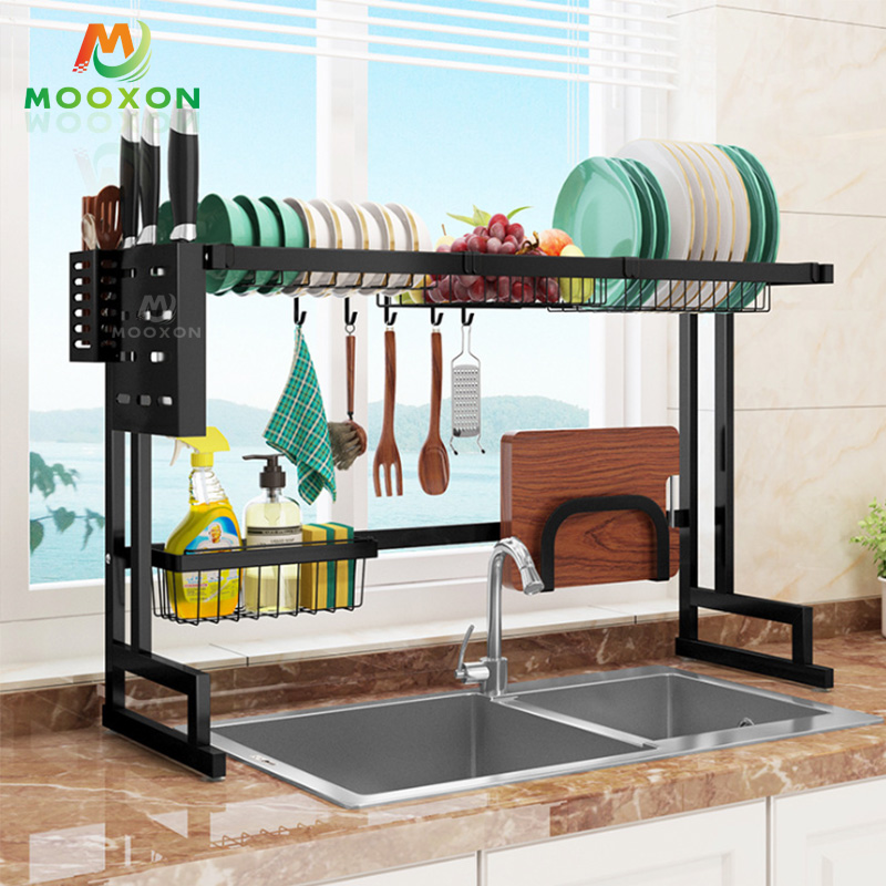 Stainless Steel 86cm Storage And Holders Kitchen Organizer Over The Sink Dish Drainer Rack 