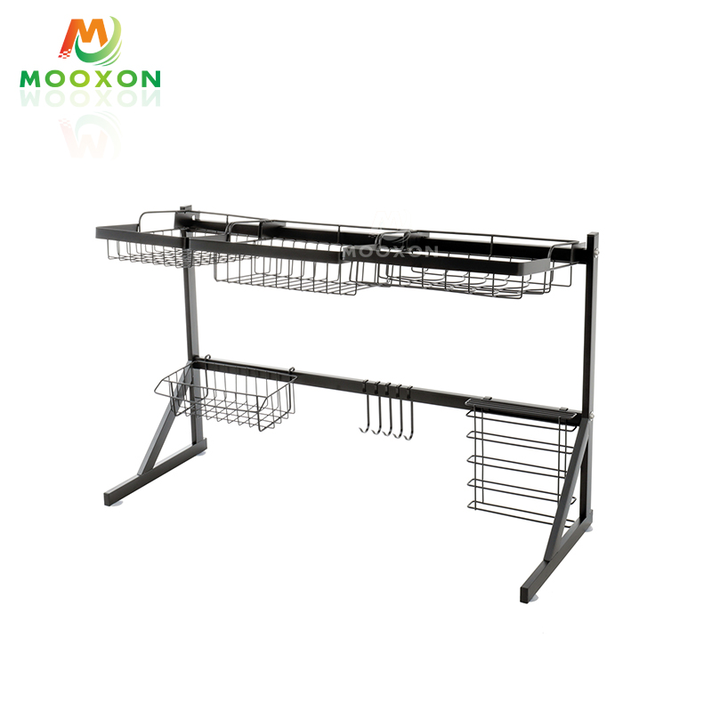 Stainless Steel Black Drying Holders Kitchen Storage Over The Sink Dish Drainer Rack