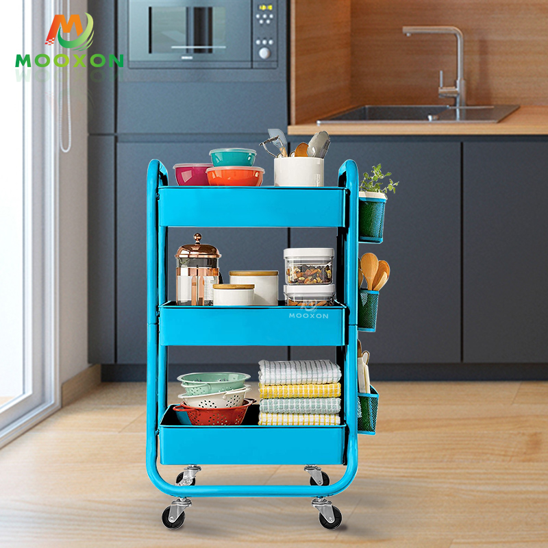 Nordic Design Convenient Omnidirectional Storage Holder Movable Rack Trolley Cart 