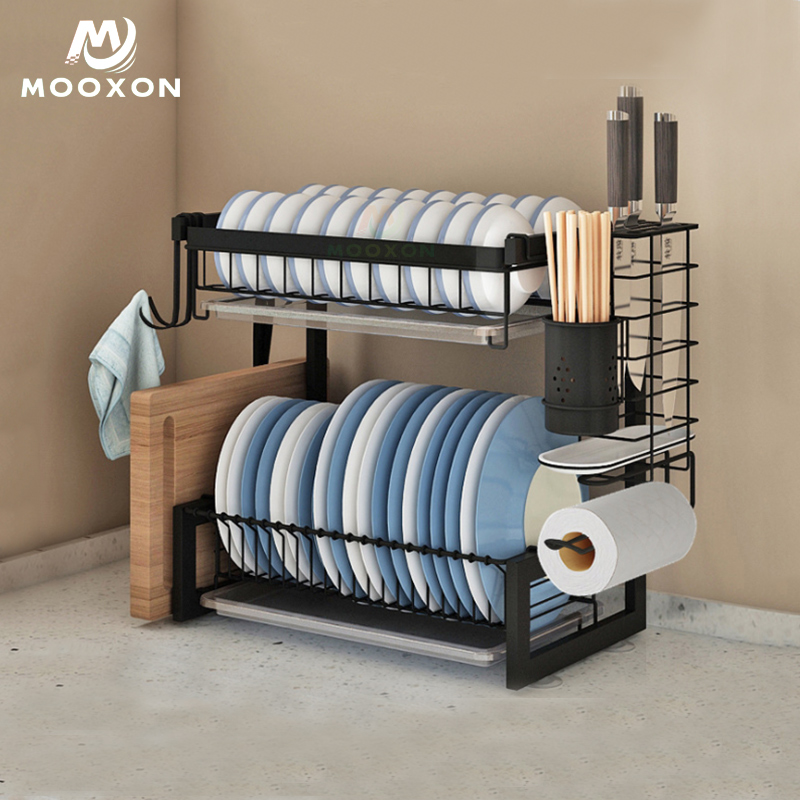 Display Stand Kitchen 2 Tiers Storage And Holders Drying Rack Dish Drainer 