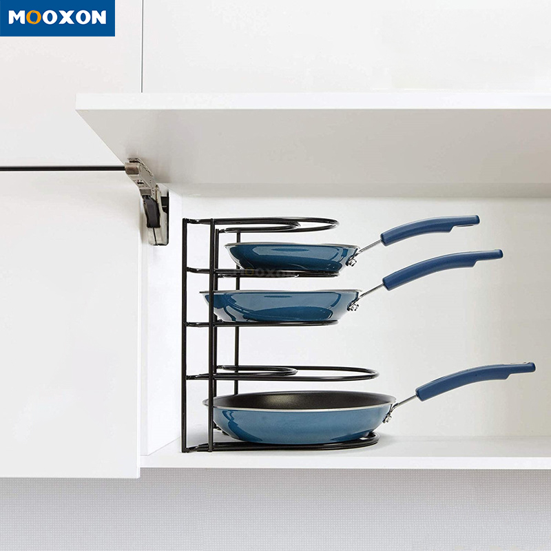 Kitchen Pan Pot Holder Corner Organizer Shelf Rack Multilayer Design Adjustable Pan Rack