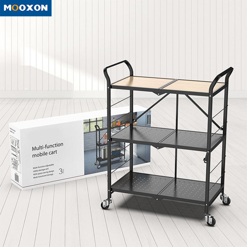 Metal Folding Kitchen Breathable Vegetable Storages Rack 3 Tiers Storage Shelf 