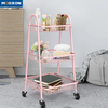 3 Tiers White Kitchen Rolling Cart Office Cabinet Storage Trolley 