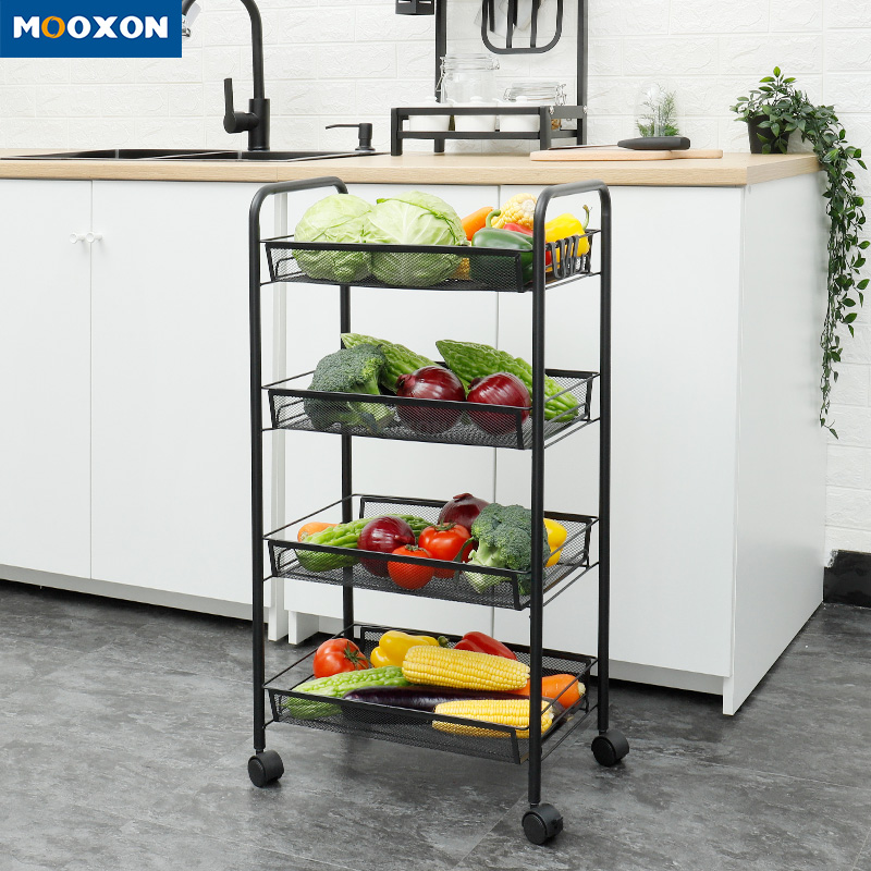 5 Tier Metal Mesh Rolling Storage Cart Utility Trolley Bathroom Organizer Rack