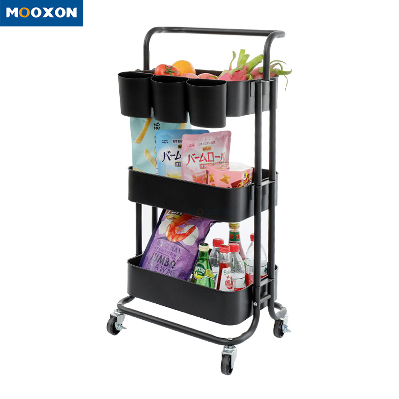 3 Tier Metal Rolling Craft Shelf Cart Organizer Kitchen Furniture Home Storage Trolley