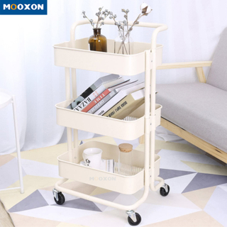 Kitchen Multifunction 3 Tier Storage Shelf Rolling Mesh Trolley Carts With Wheels 