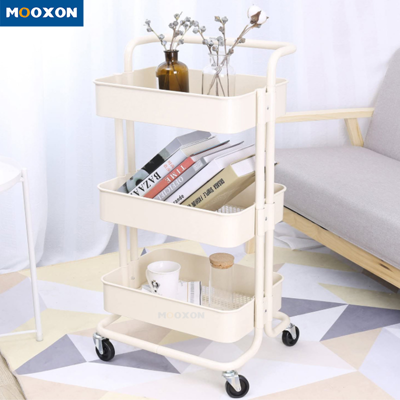 Home Kitchen Organizer Mesh Rolling Tool Food Cart Hand Trolley Shelf