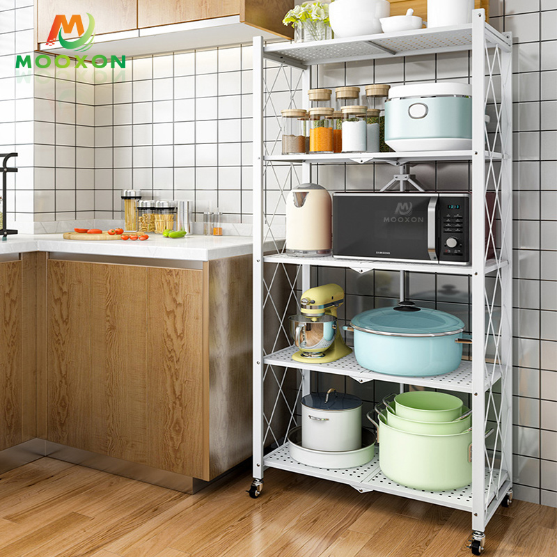 Modern Kitchen Furniture 3-Layer Foldable Metal Microwave Oven Rack 