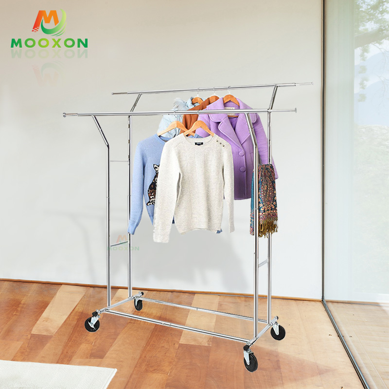 Metal Adjustable Display Case Clothes Display Shelf Hanging Clothes Rack 