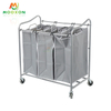 3 Bag Laundry Hamper Sorter Rolling Heavy Duty Casters Pantry Organizer Trolley Cart 