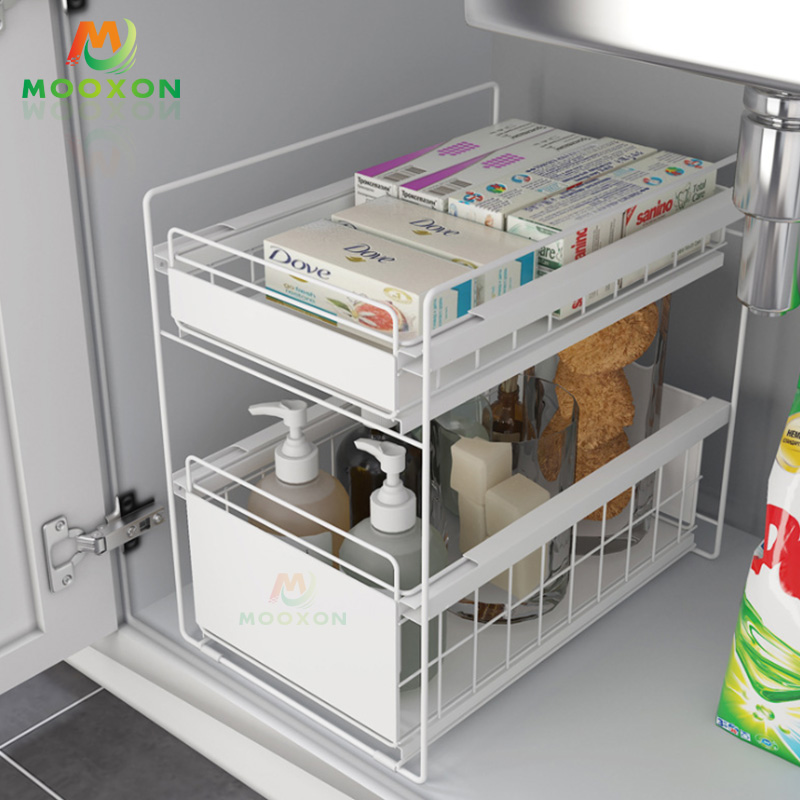 Expandable Metal Towel Storage Stand Under Sink Organizer Rack For Bathroom