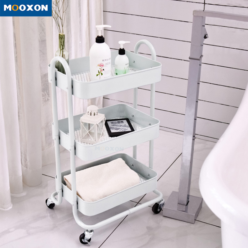 Multifunctional Kitchen Rolling Home Mesh Utility Storage Trolley Cart 