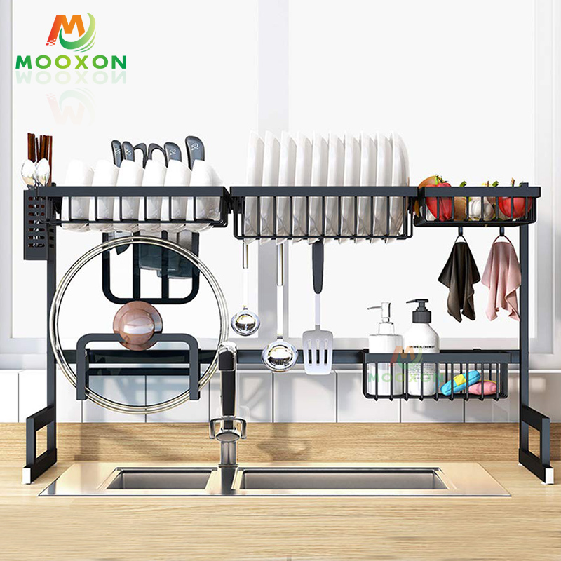 Space Save Stainless Steel 91 Cm Kitchen Rack Dish 2 Layer Over Sink Home Storage Holder 