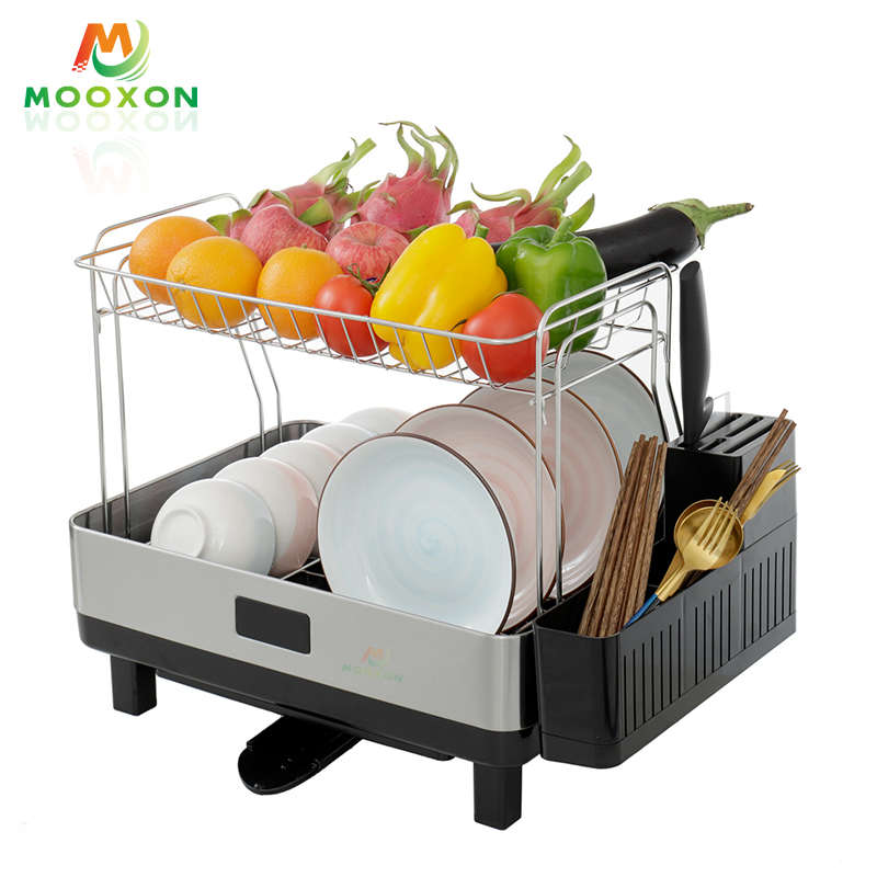 Black Standing Kitchen Drying Bowl Holder Dish Drainer Rack