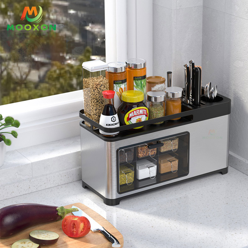 New Design Kitchen Countertop Multi-Function Seasoning Storage Box Spices Racks 