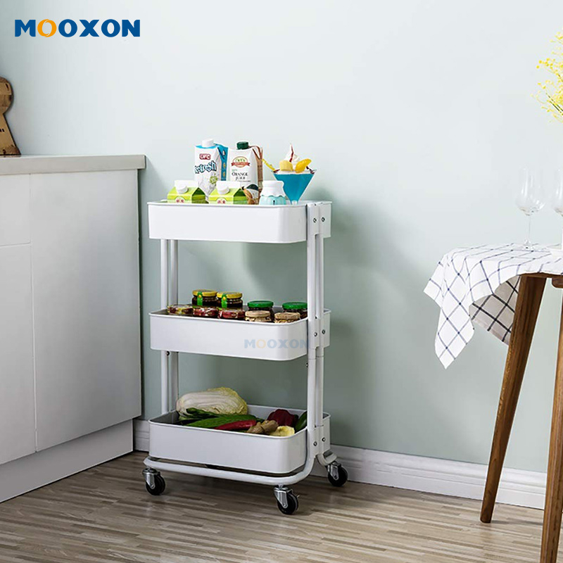 Home Kitchen Organizer Mesh Rolling Tool Food Cart Hand Trolley