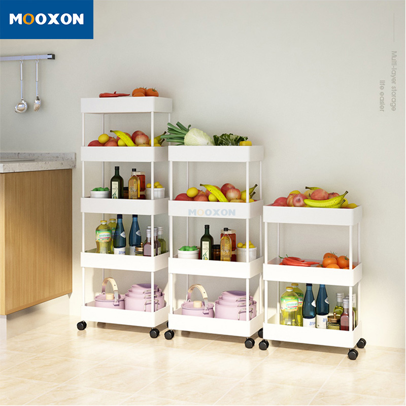 Carbon Steel Multifunction 4 Tier Bathroom Storage Shelves Trolley Cart 