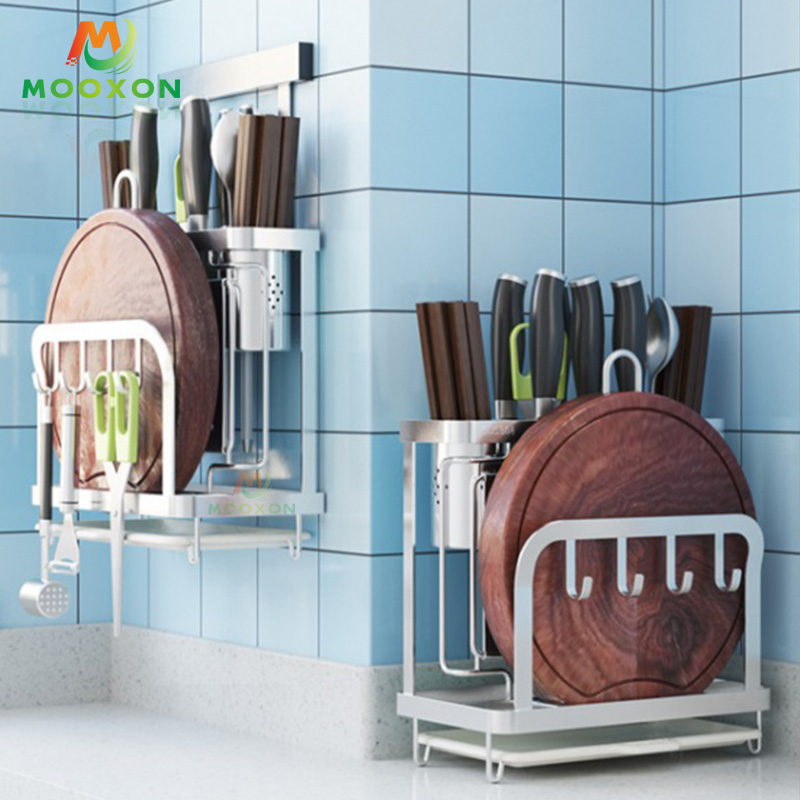 304 Stainless Steel Drying Rack Utensil Holders Kitchen Storage Knife Block Set 