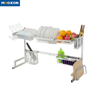 Adjustable Stainless Steel Free Standing Kitchen Organizer Dish Drainer Rack