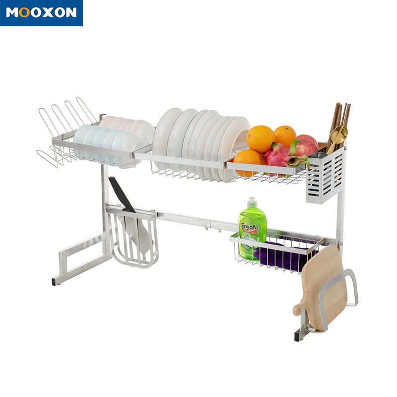 Adjustable Stainless Steel Free Standing Kitchen Organizer Dish Drainer Rack