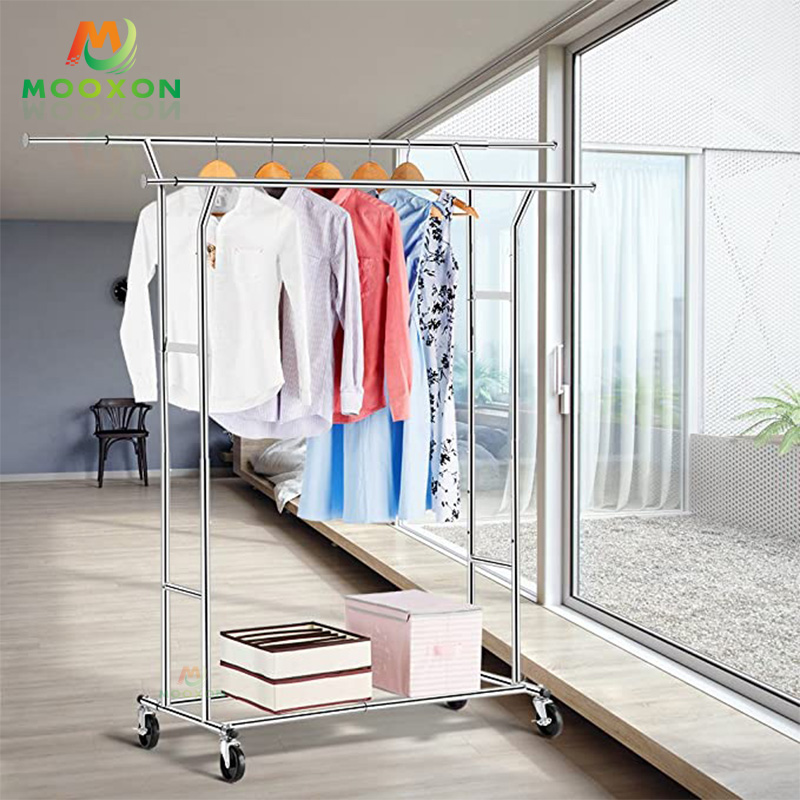 Metal Adjustable Display Case Clothes Display Shelf Hanging Clothes Rack 