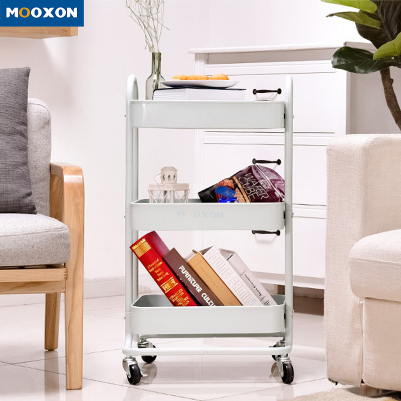 Multifunctional Kitchen Rolling Home Mesh Utility Storage Trolley Cart 