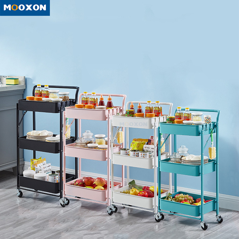 The Nordic Popular 3 - Tier Metal Bathroom Kitchen Foldable Storage Trolley Cart