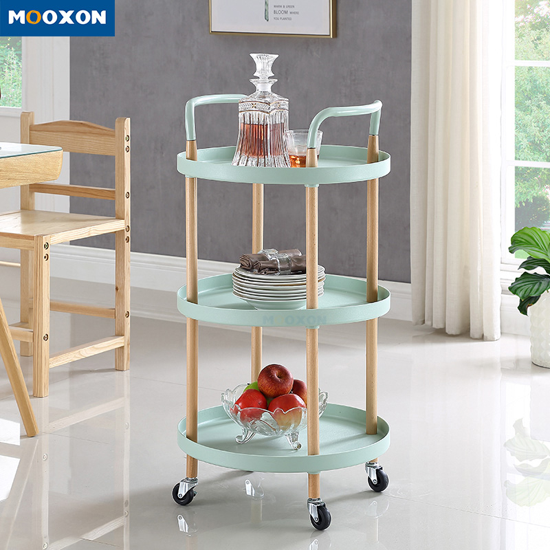 Nordic Simple Standing Type Kitchen Vegetable Fruit Storage Rack Trolley Cart 