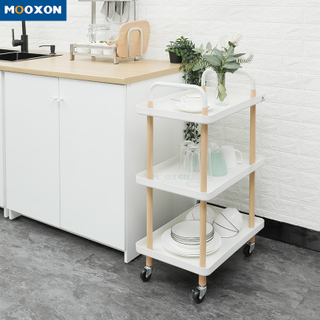 3 Tier Hand Cart Home Storage Shelf Rolling Kitchen Furniture Mobile Food Trolley Carts 