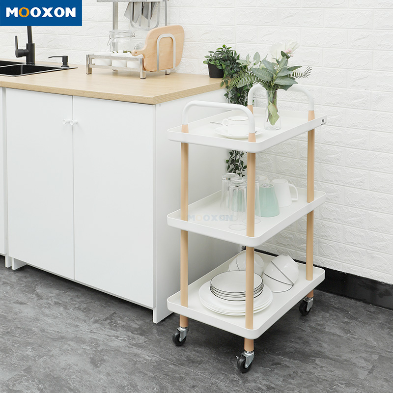 3 Tier Hand Cart Home Storage Shelf Rolling Kitchen Furniture Mobile Food Trolley Carts 