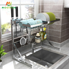 Stainless Steel Black Drying Holders Kitchen Storage Over The Sink Dish Drainer Rack
