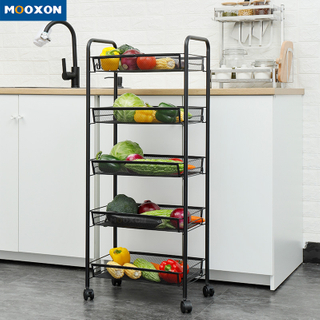 Kitchen Multifunction Mobile Metal Shelves Storage Rolling Cart