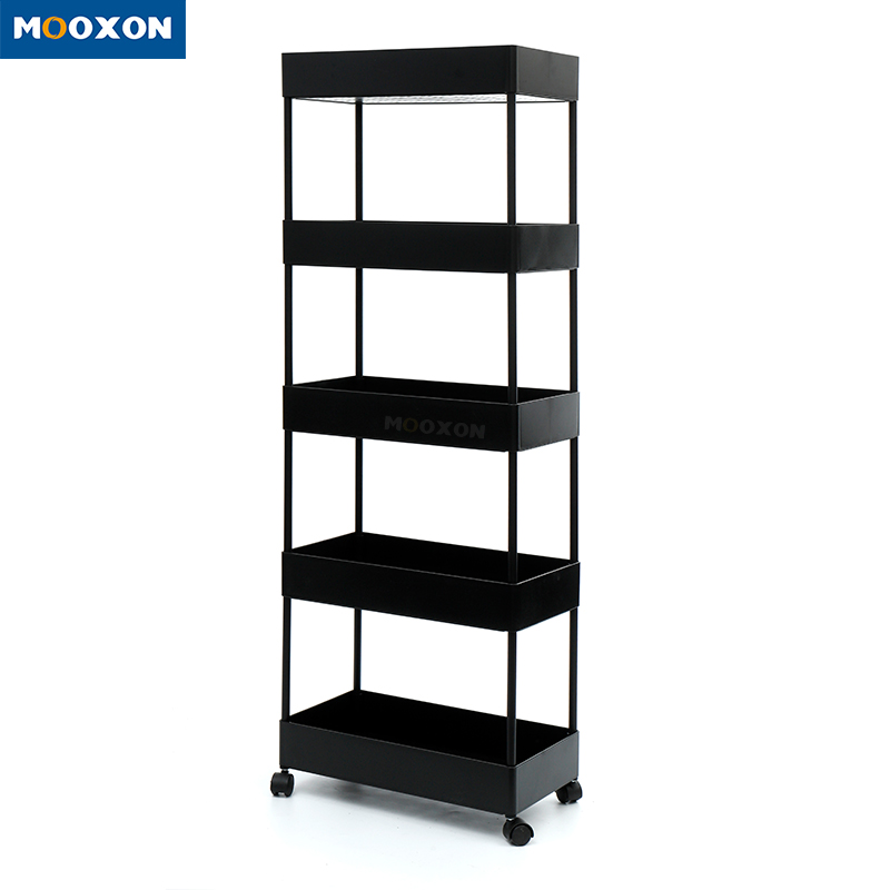 Rolling Shelves Service Cart Mesh Basket Kitchen Bathroom Storage Trolley 