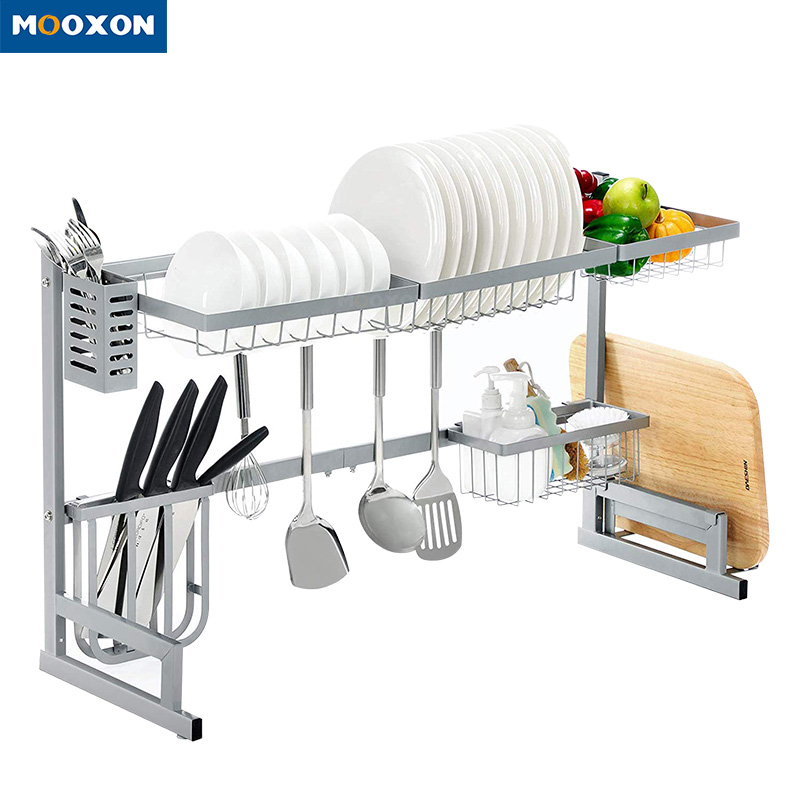 Foldable Plate Dryer Dish Drainer Adjustable Drying Retractable Dishes Rack