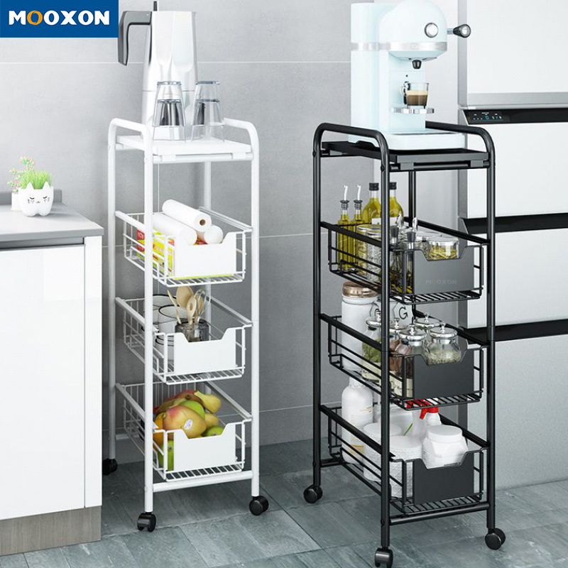 Kitchen Rack Shelving Rolling Cart Vegetable Fruit Storage Bathroom Trolley 