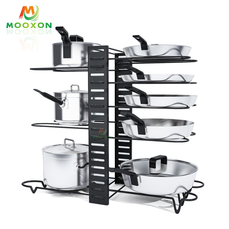 High Quality Adjustable Pot Organizer Kitchen Storage Holder Standing Type Pan Rack 