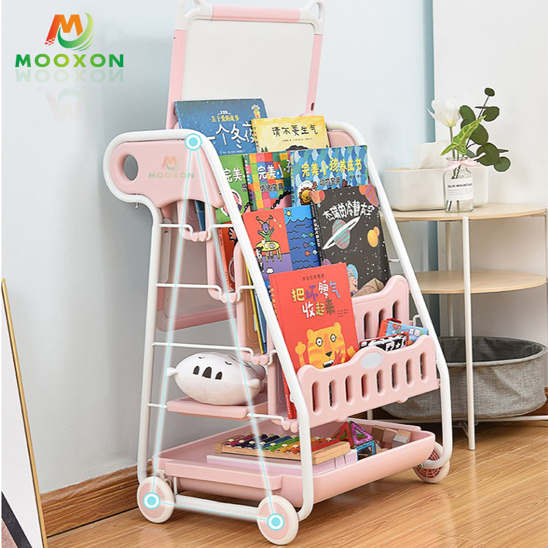 New Design Children's Toy Easel Bookshelf Storage Multifunctional Trolley