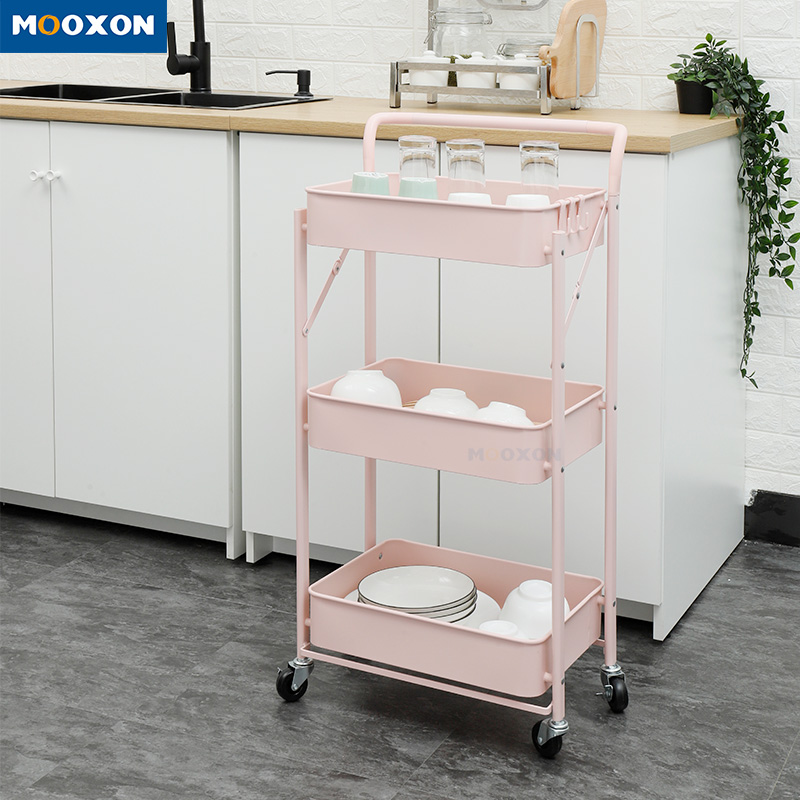 3-tier Home Kitchen Rack Organizer Furniture Mesh Storage Trolley 