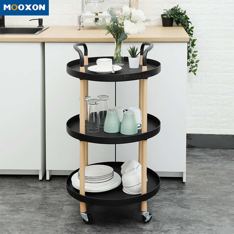 3 Tiers Home Rolling Service Storage Shelf Hand Cart Trolley Holder