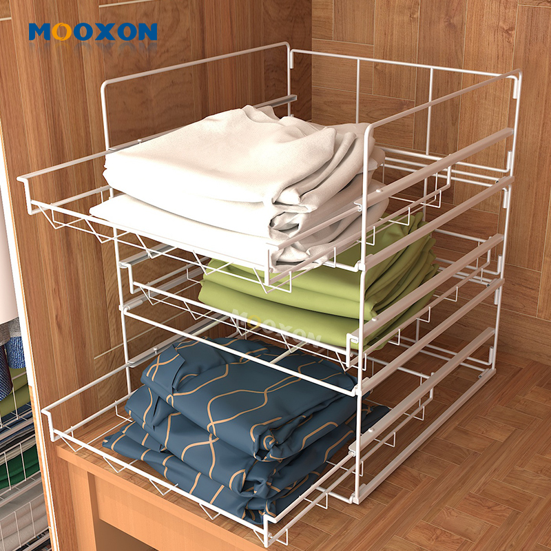 Retractable Wardrobe Drawable Clothes Storage Organizer for Closet Push-Pull Stacking Basket