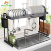 Wholesale Kitchen Multi-function Over The Sink Black Adjustable Metal Dish Rack 
