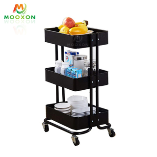 3 Tiers Movable Carbon Steel Home Kitchen Organizer Rolling Tool Storage Racking Trolley Cart