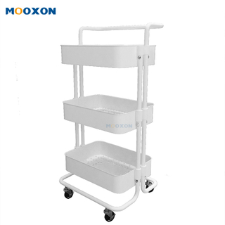 3 Tiers Movable Carbon Steel Home Kitchen Organizer Rolling Tool Storage Racking Trolley Cart