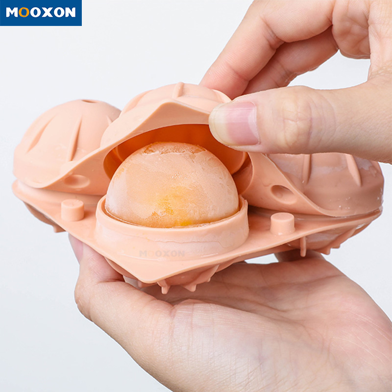 Reusable Summer Bar Round Shape Silicone Ices Cube Tray 4-hole Ice Hockey Mold 