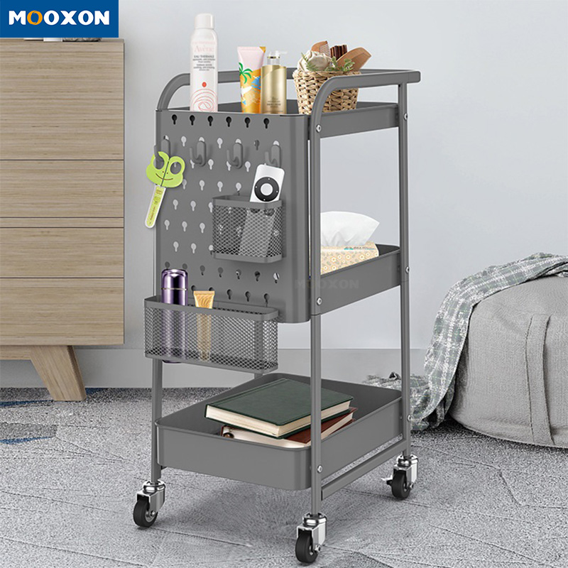 Carbon Steel Office Cabinet Cosmetic Storage Trolley Cart With Wheels