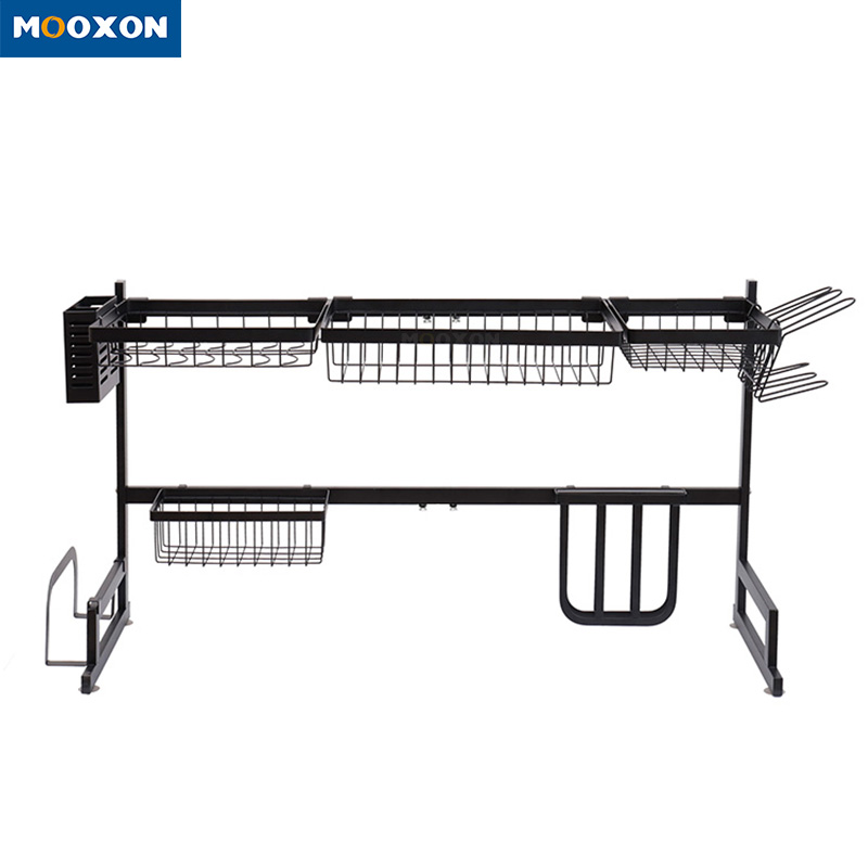 Foldable Plate Dryer Dish Drainer Adjustable Drying Retractable Dishes Rack