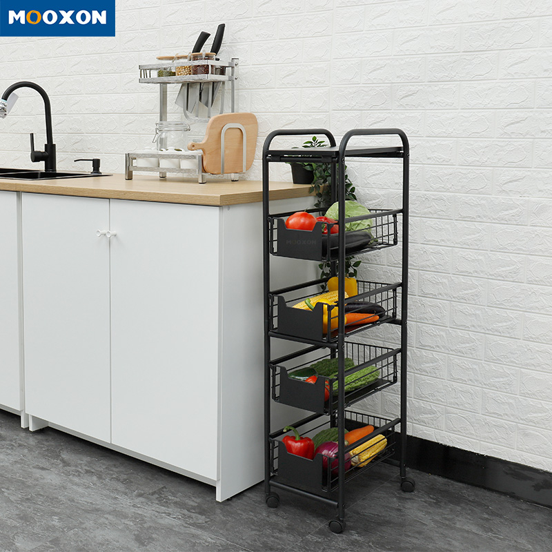 Kitchen Rack Shelving Rolling Cart Vegetable Fruit Storage Bathroom Trolley 
