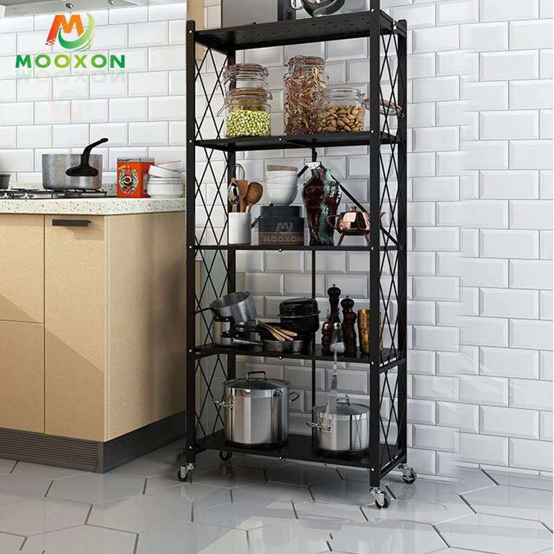 Modern Kitchen Furniture 3-Layer Foldable Metal Microwave Oven Rack 